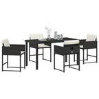 Garden Dining Set 5 pcs Black Poly Rattan