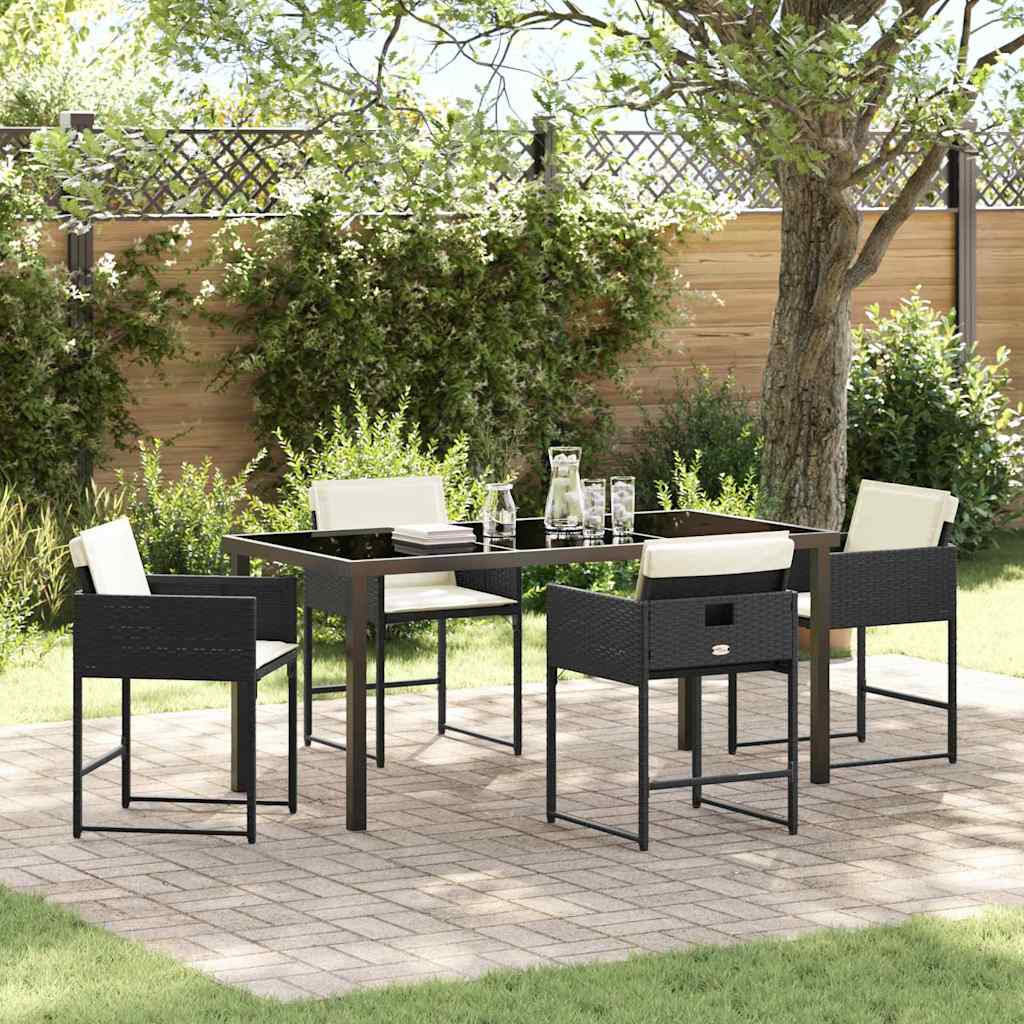 Garden Dining Set 5 pcs Black Poly Rattan