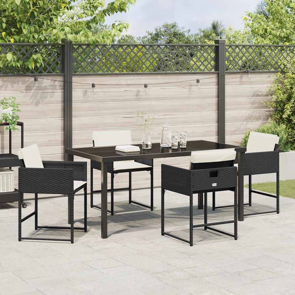 Garden Dining Set 5 pcs Black Poly Rattan