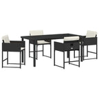 Garden Dining Set 5 pcs Black Poly Rattan