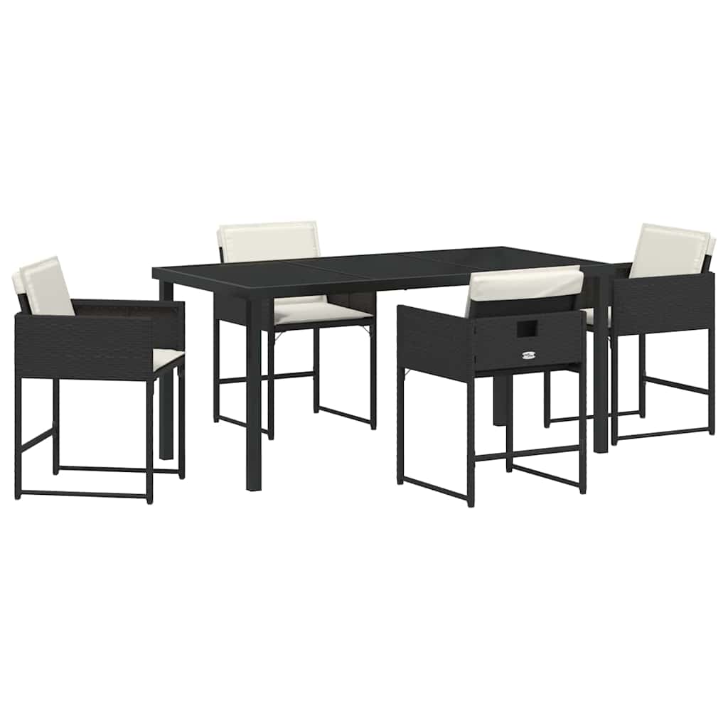 Garden Dining Set 5 pcs Black Poly Rattan