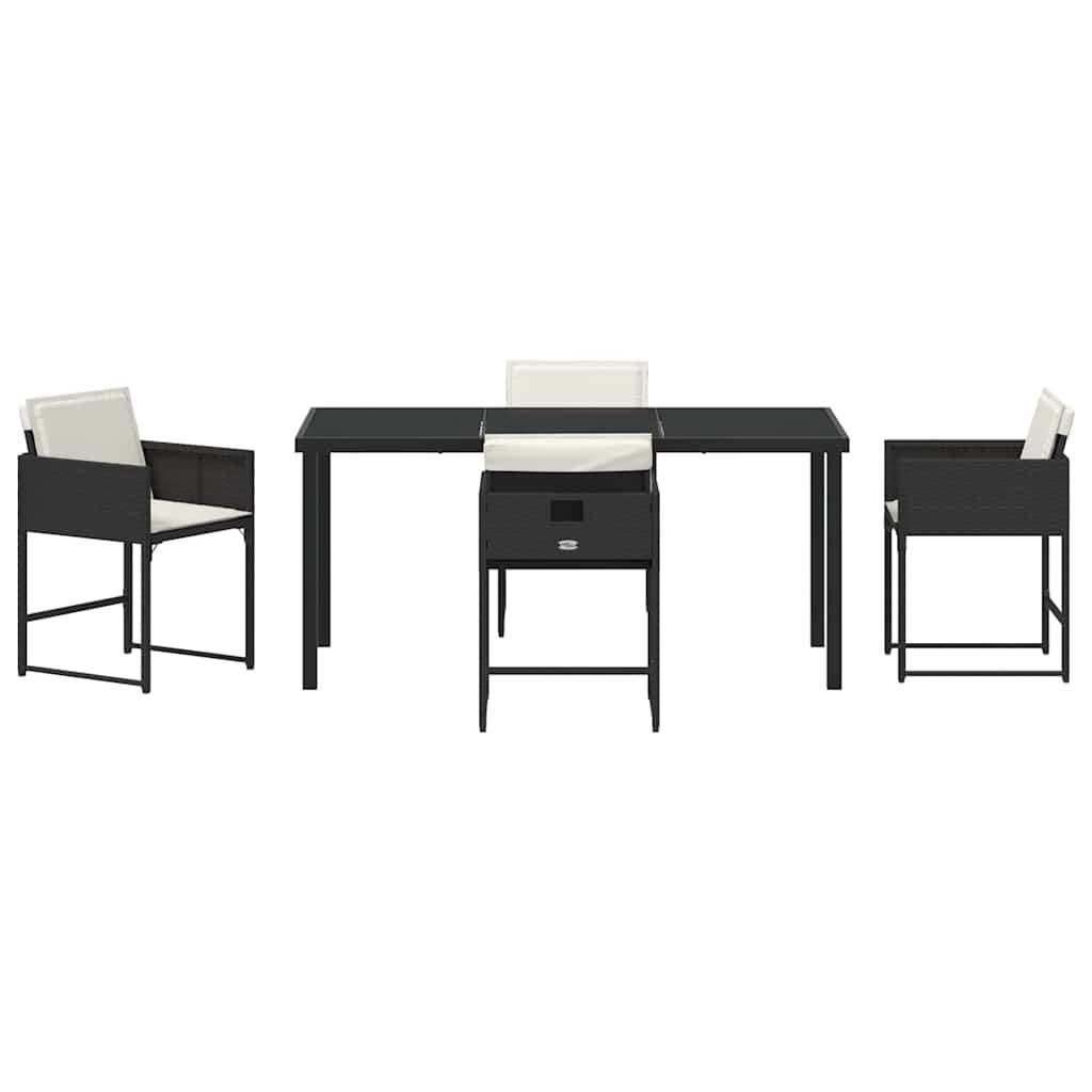 Garden Dining Set 5 pcs Black Poly Rattan