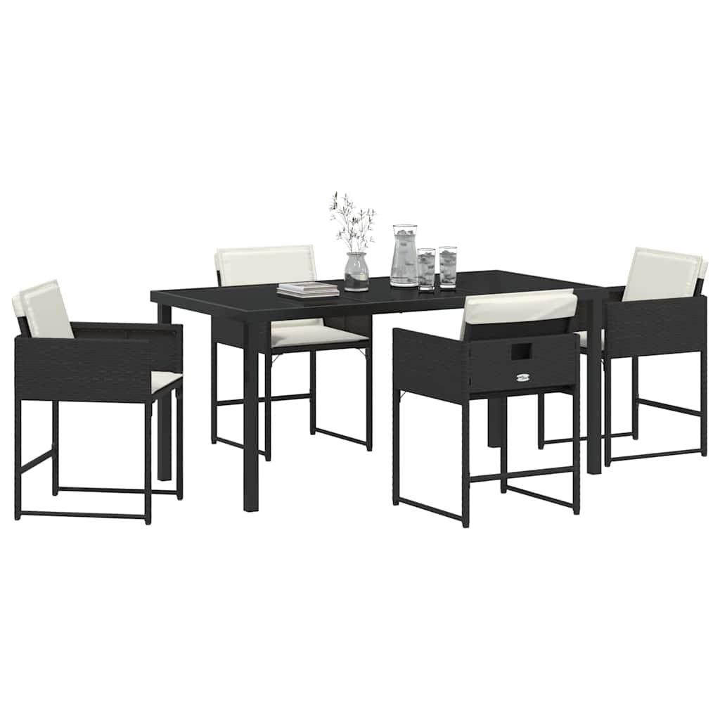 Garden Dining Set 5 pcs Black Poly Rattan