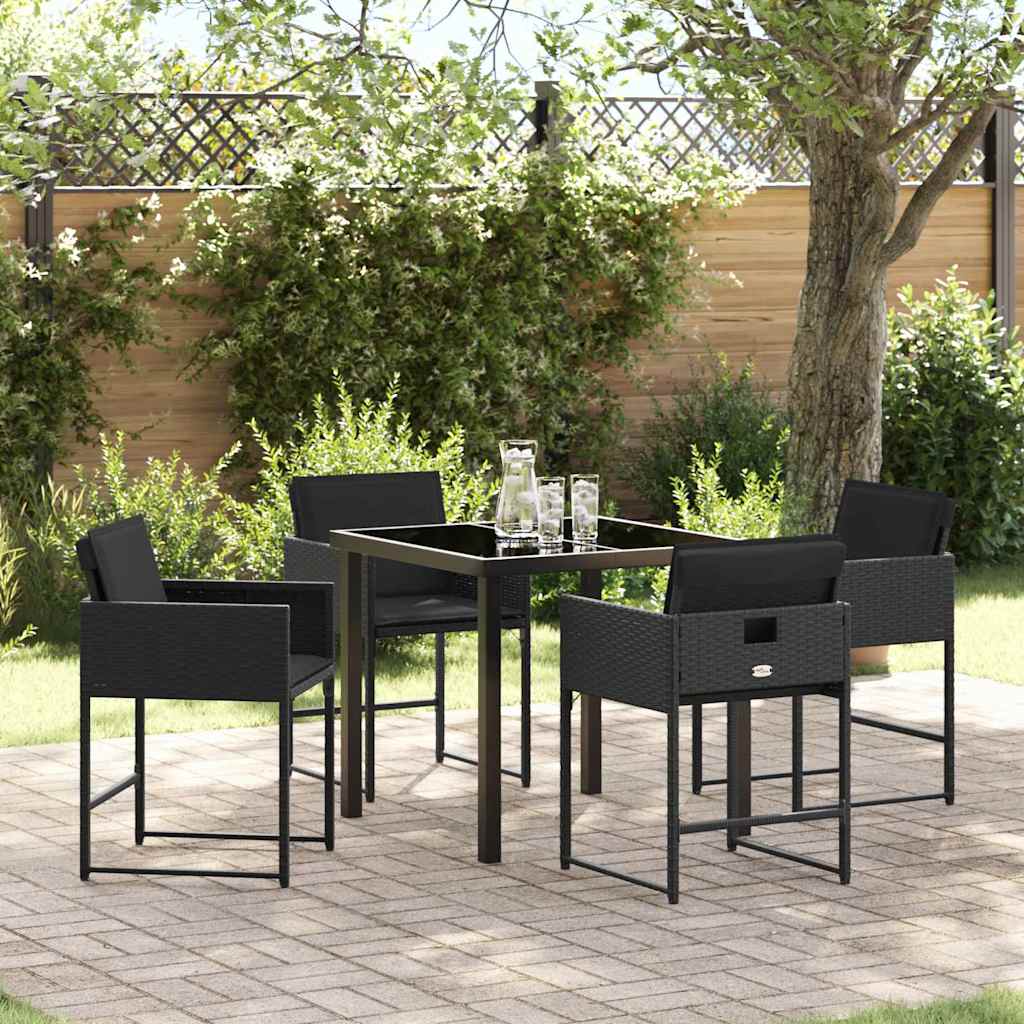 Garden Dining Set 5 pcs Black Poly Rattan