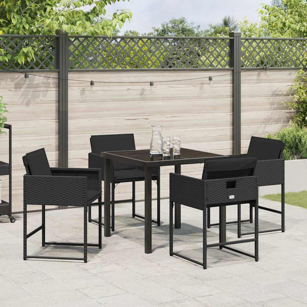 Garden Dining Set 5 pcs Black Poly Rattan