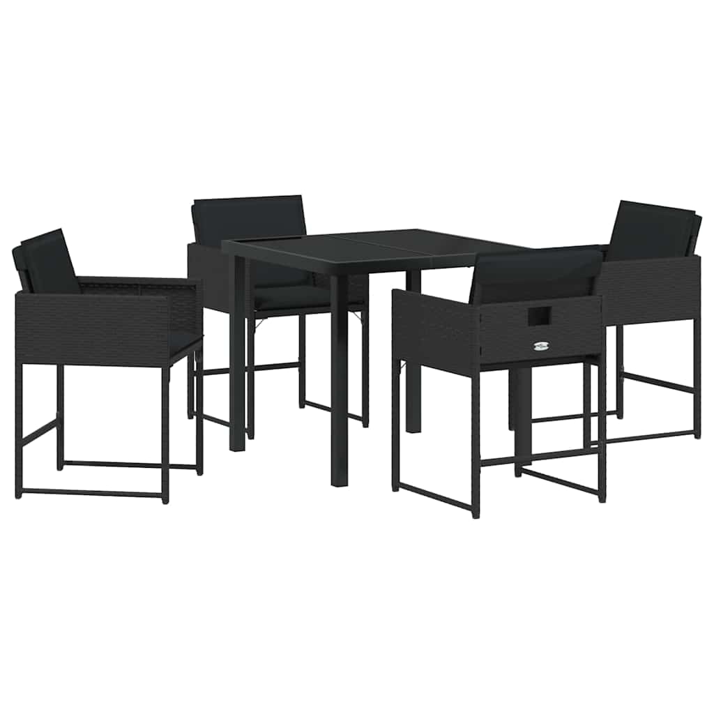 Garden Dining Set 5 pcs Black Poly Rattan