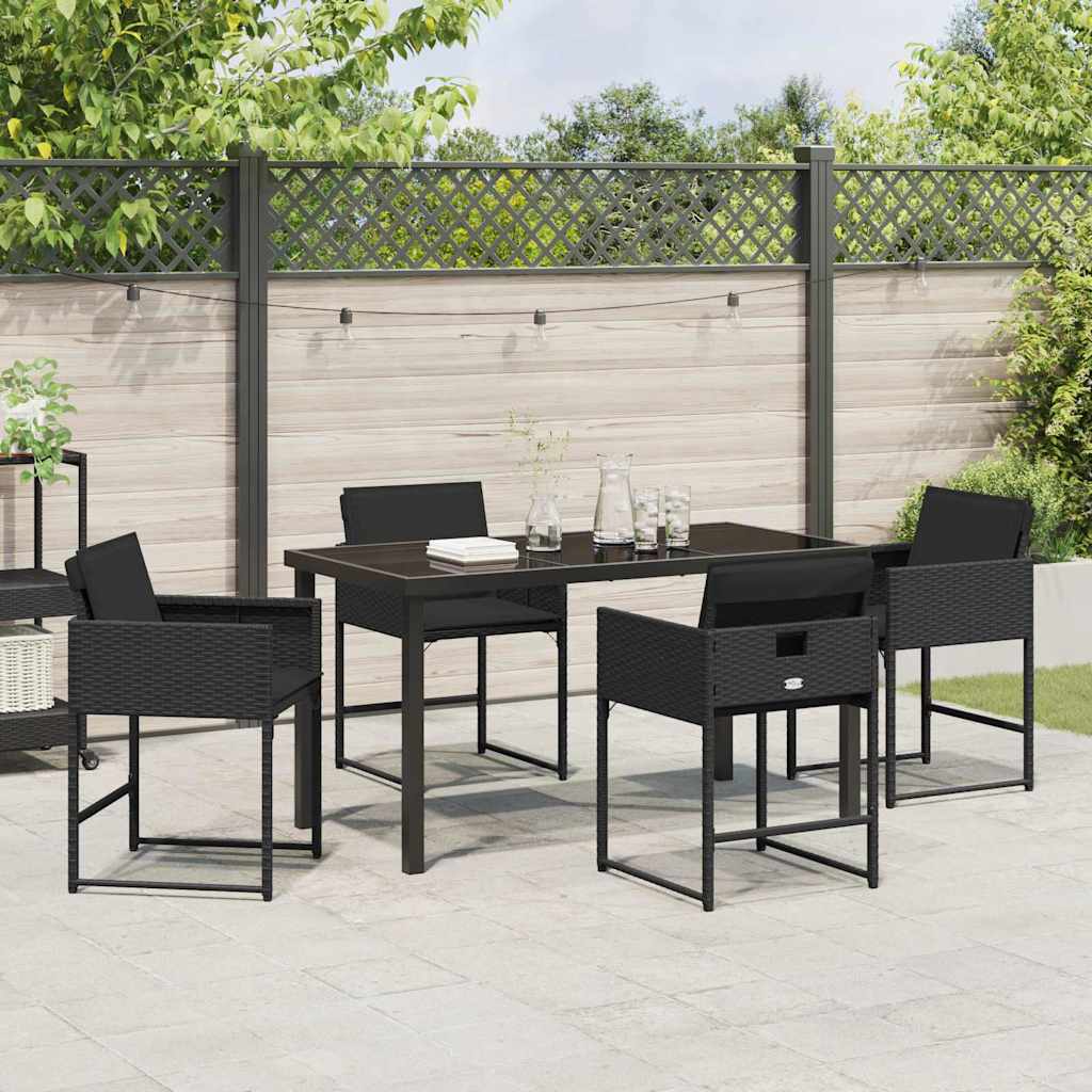 Garden Dining Set 5 pcs Black Poly Rattan