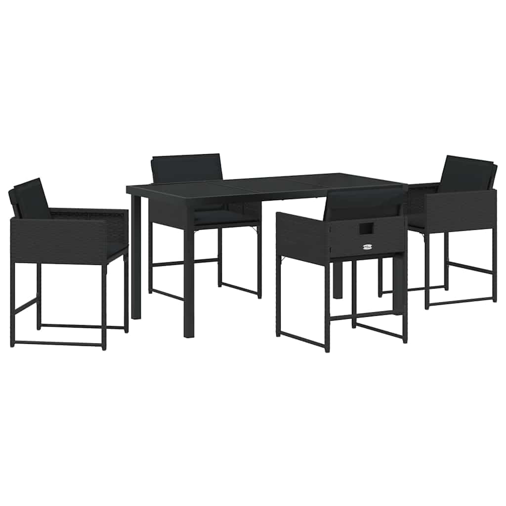 Garden Dining Set 5 pcs Black Poly Rattan