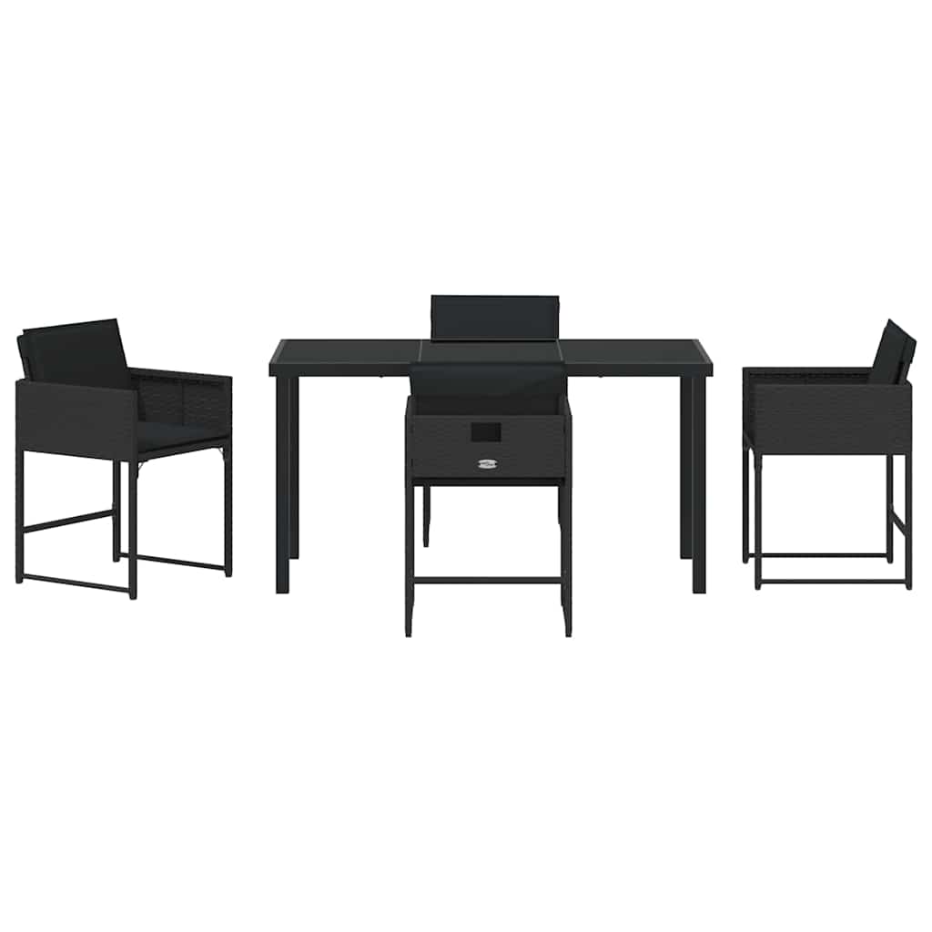Garden Dining Set 5 pcs Black Poly Rattan