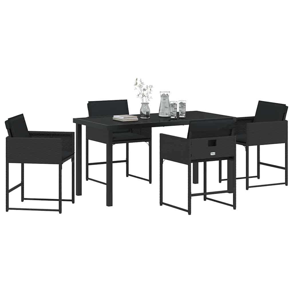Garden Dining Set 5 pcs Black Poly Rattan