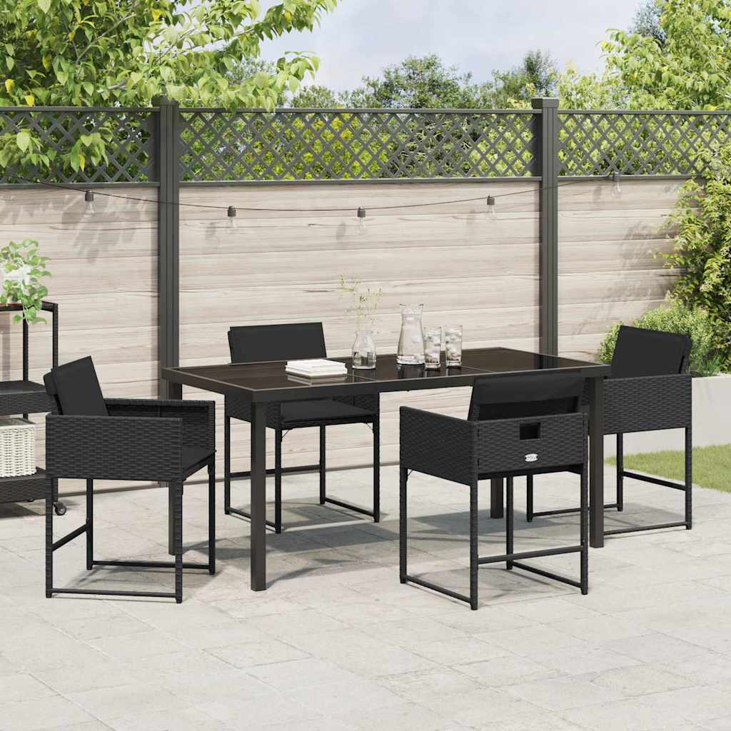 Garden Dining Set 5 pcs Black Poly Rattan
