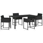 Garden Dining Set 5 pcs Black Poly Rattan