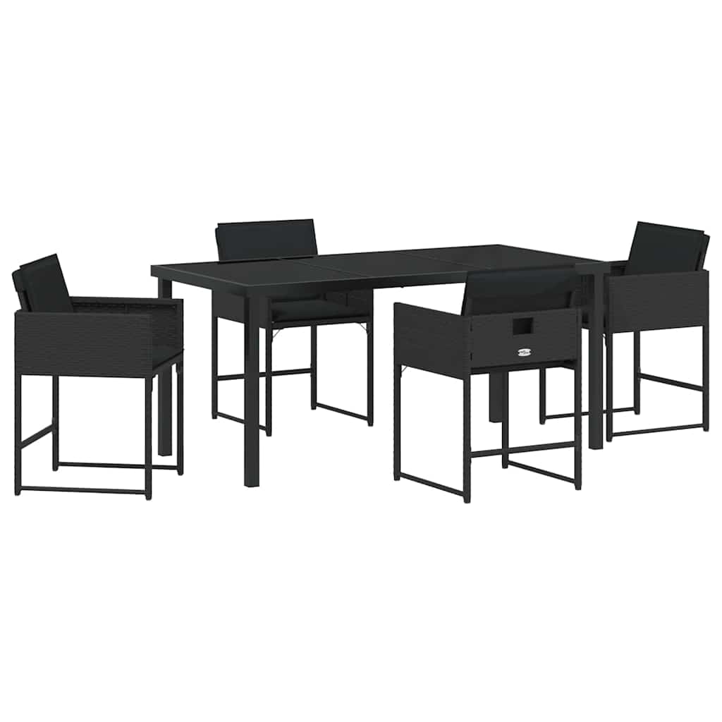 Garden Dining Set 5 pcs Black Poly Rattan