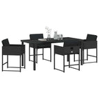Garden Dining Set 5 pcs Black Poly Rattan