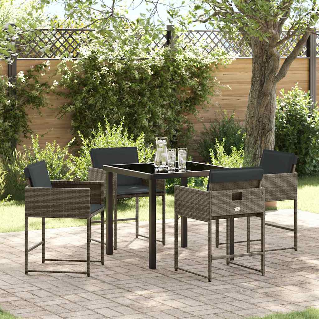 Garden Dining Set 5 pcs Grey Poly Rattan