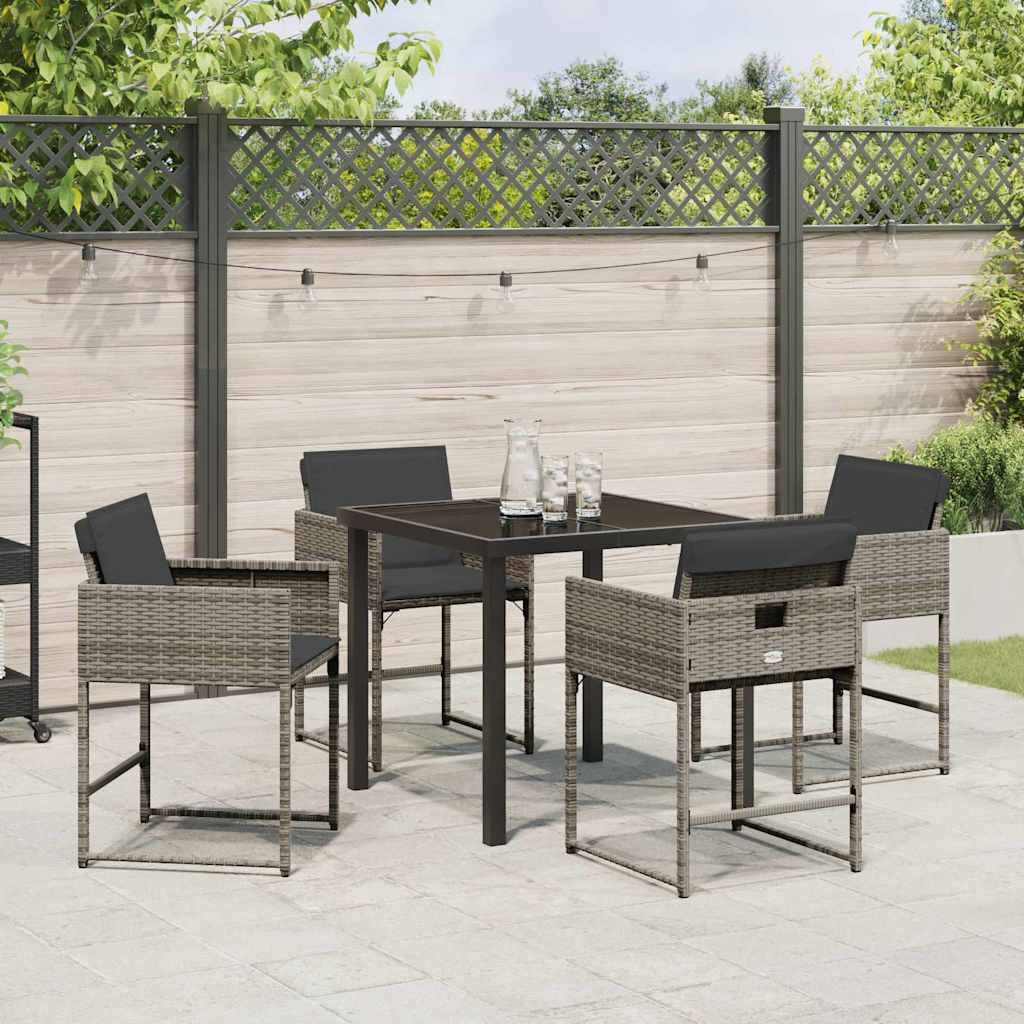 Garden Dining Set 5 pcs Grey Poly Rattan
