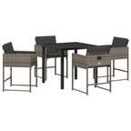 Garden Dining Set 5 pcs Grey Poly Rattan