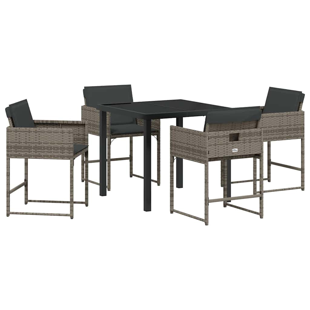 Garden Dining Set 5 pcs Grey Poly Rattan