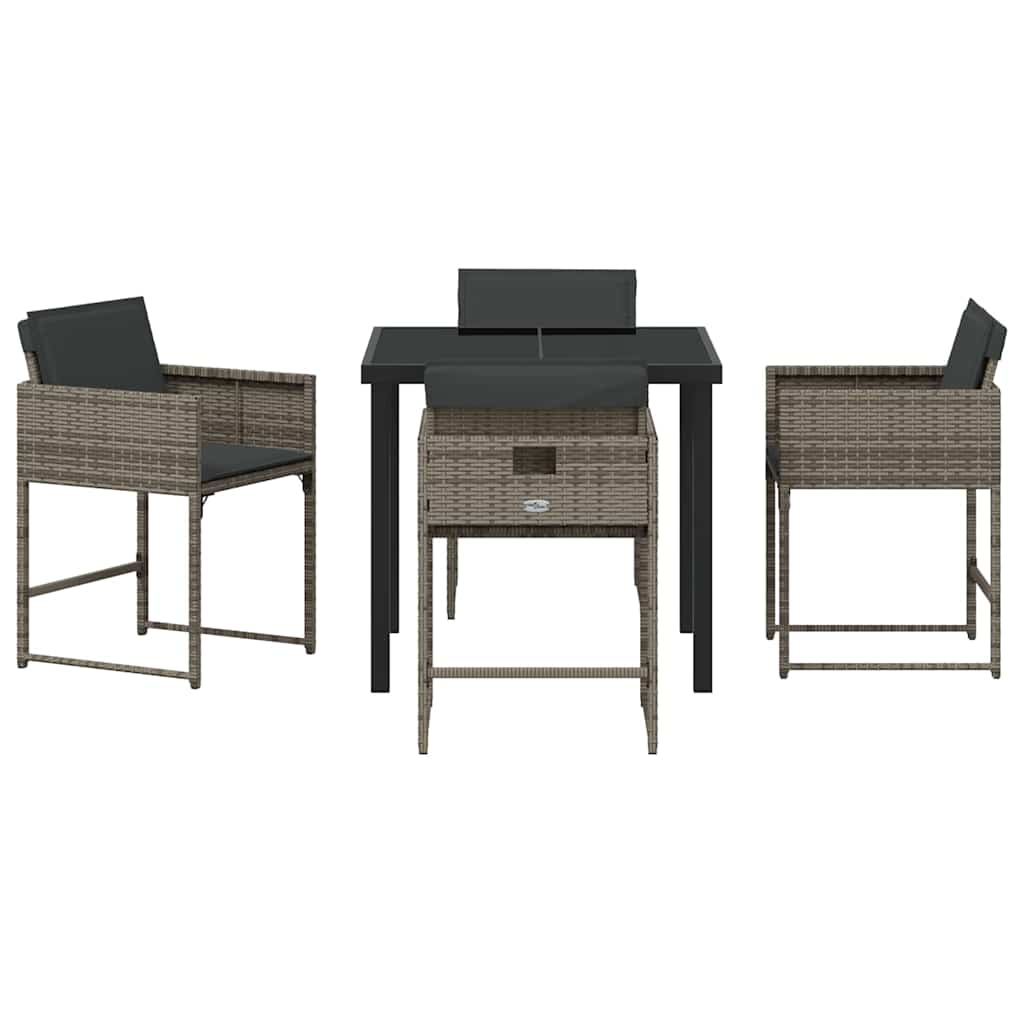 Garden Dining Set 5 pcs Grey Poly Rattan