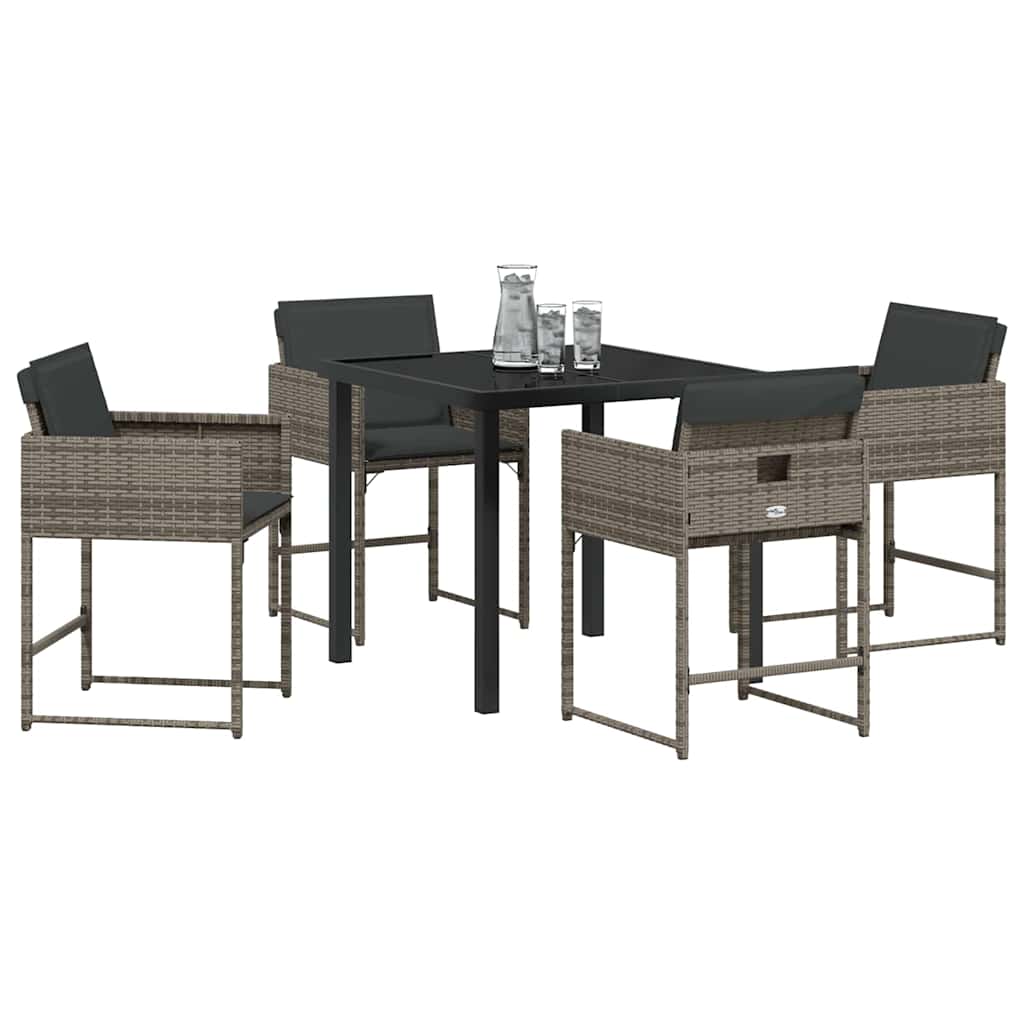 Garden Dining Set 5 pcs Grey Poly Rattan