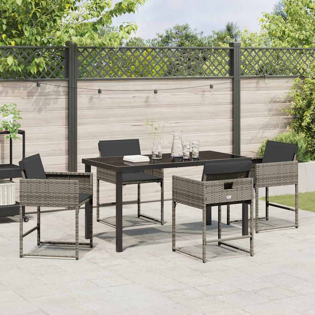 Garden Dining Set 5 pcs Grey Poly Rattan