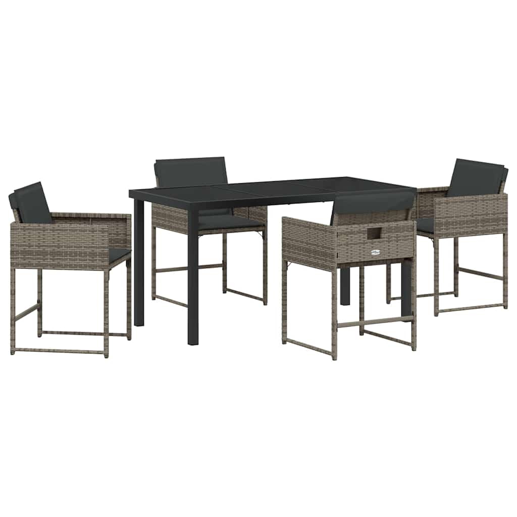 Garden Dining Set 5 pcs Grey Poly Rattan