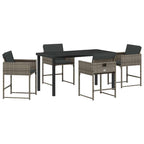 Garden Dining Set 5 pcs Grey Poly Rattan