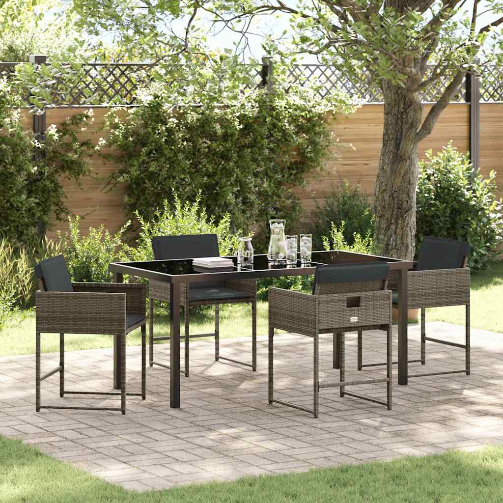 Garden Dining Set 5 pcs Grey Poly Rattan