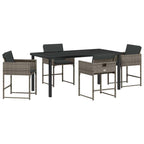 Garden Dining Set 5 pcs Grey Poly Rattan
