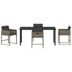 Garden Dining Set 5 pcs Grey Poly Rattan