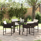 Garden Dining Set 5 pcs Brown Poly Rattan