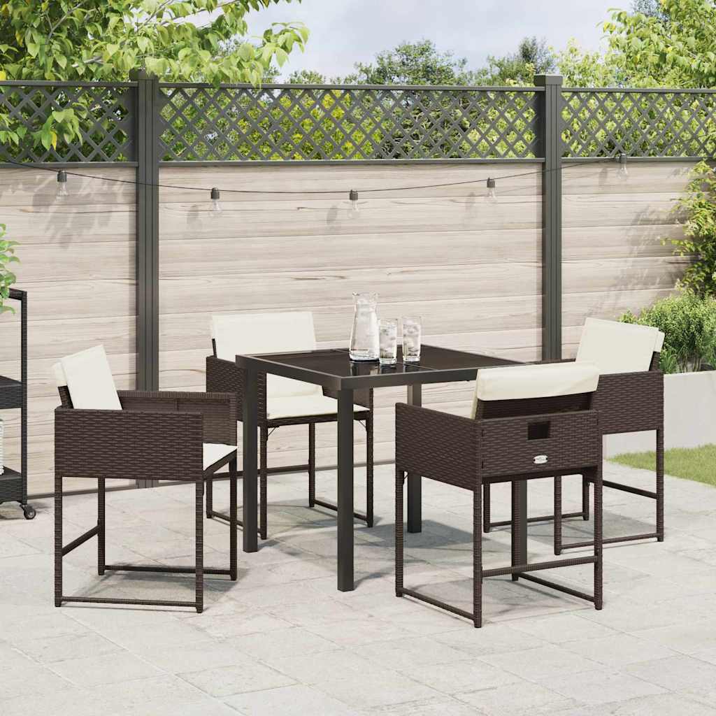 Garden Dining Set 5 pcs Brown Poly Rattan