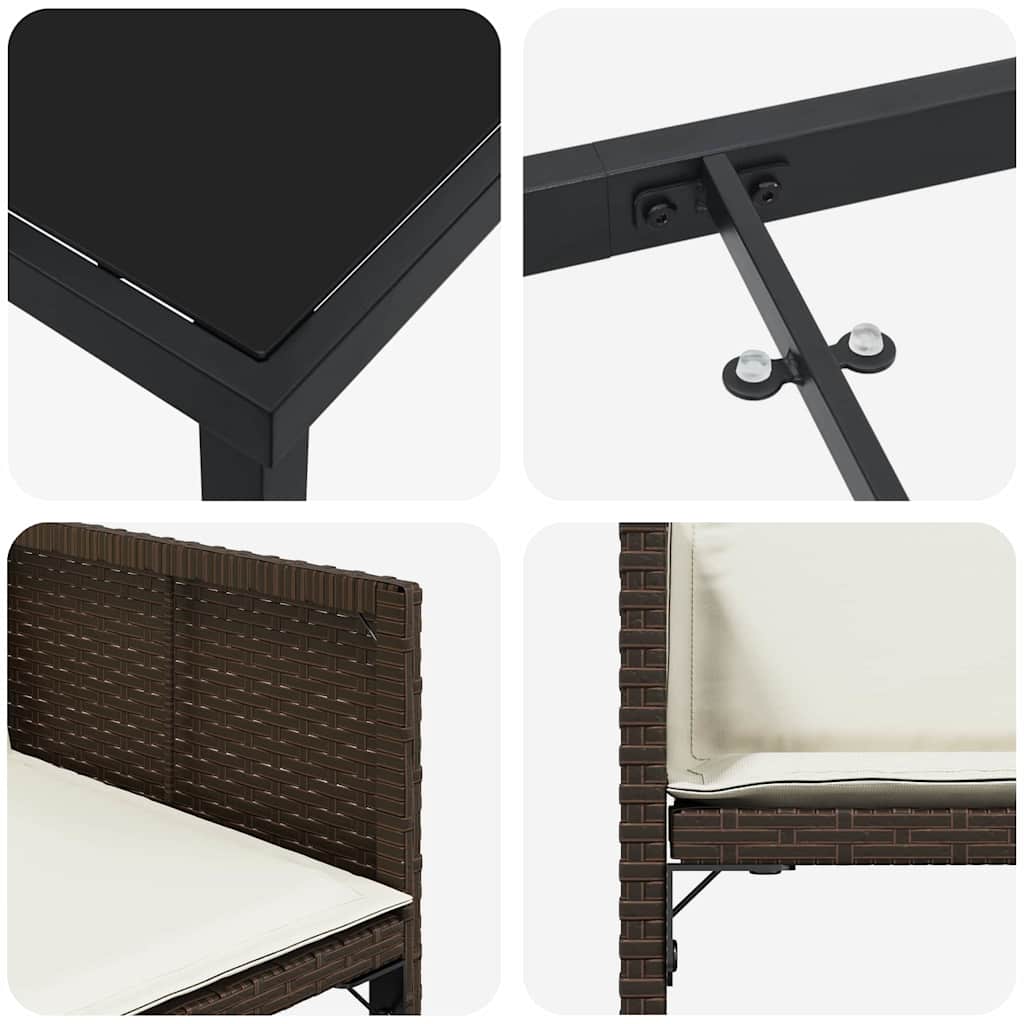 Garden Dining Set 5 pcs Brown Poly Rattan