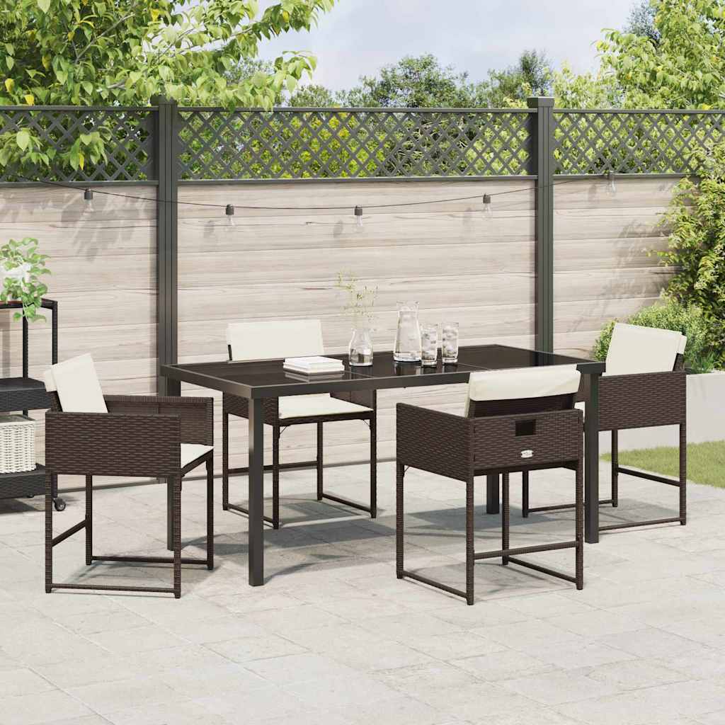 Garden Dining Set 5 pcs Brown Poly Rattan