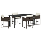 Garden Dining Set 5 pcs Brown Poly Rattan