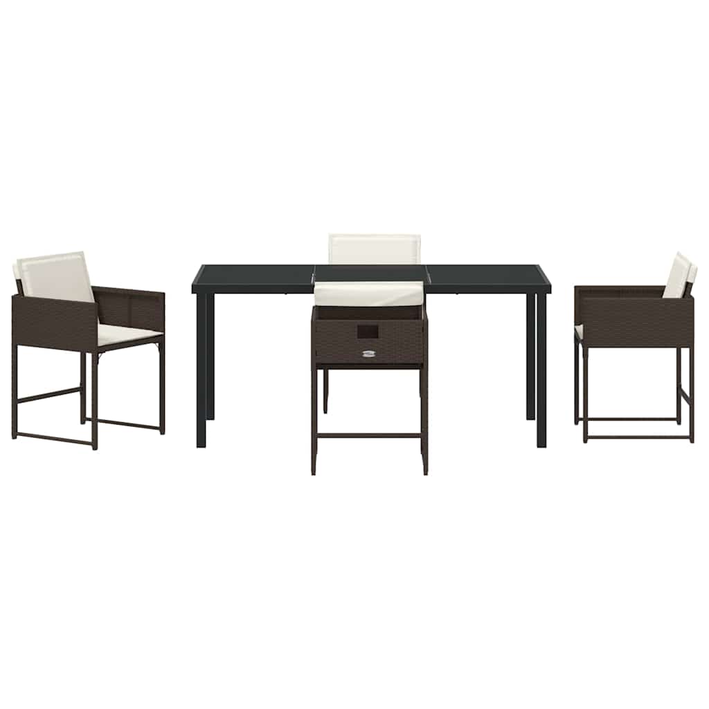 Garden Dining Set 5 pcs Brown Poly Rattan