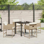 Garden Dining Set 5 pcs Beige Poly Rattan