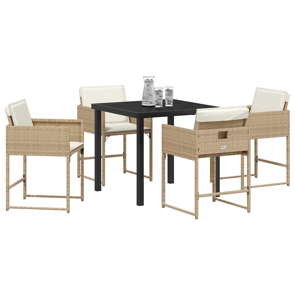 Garden Dining Set 5 pcs Beige Poly Rattan