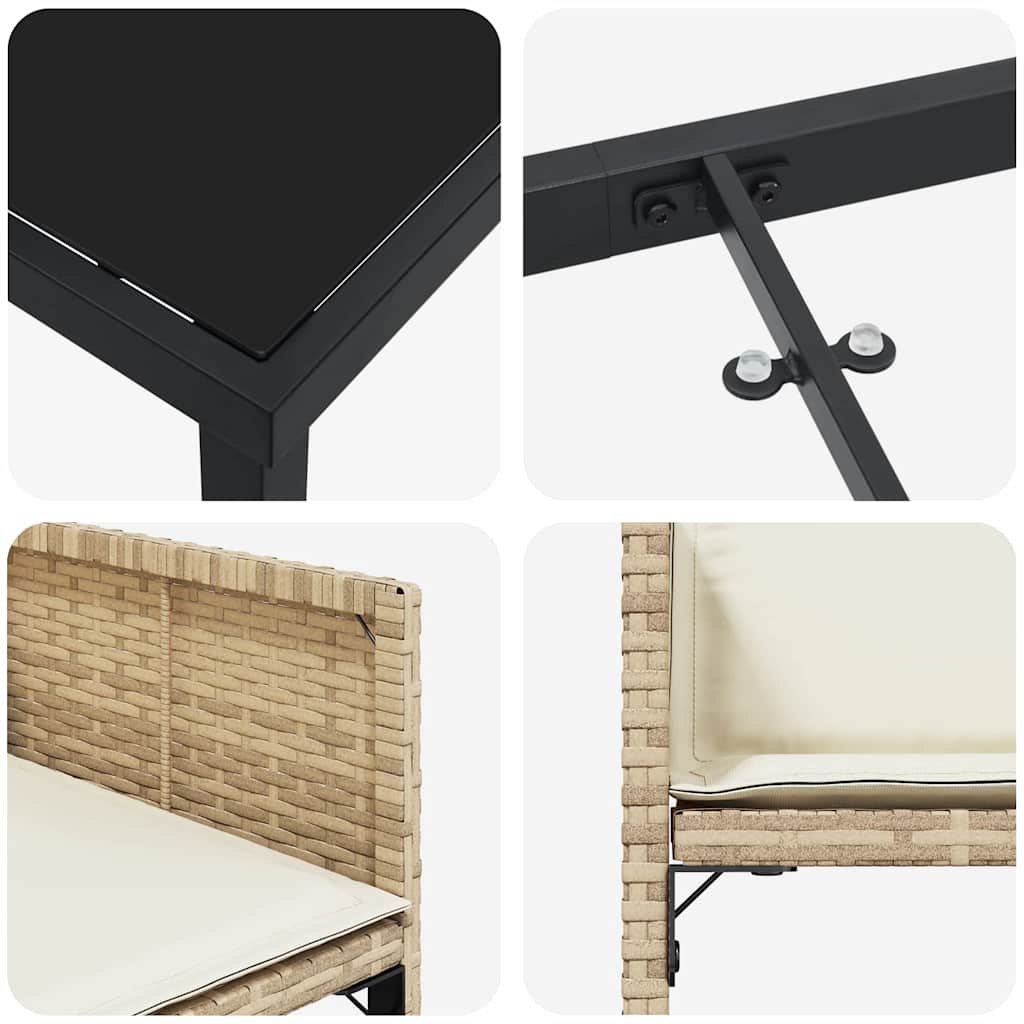 Garden Dining Set 5 pcs Beige Poly Rattan