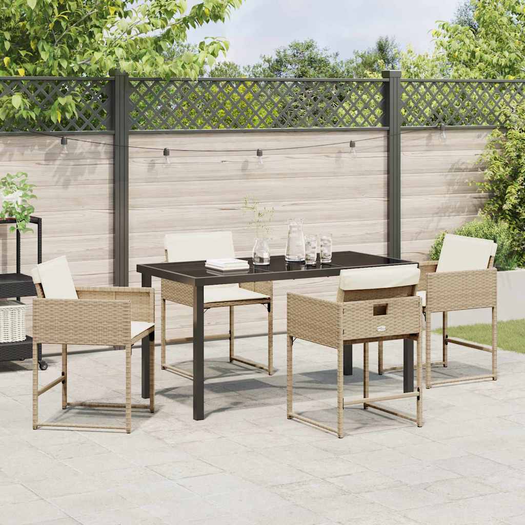 Garden Dining Set 5 pcs Beige Poly Rattan