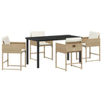 Garden Dining Set 5 pcs Beige Poly Rattan