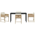 Garden Dining Set 5 pcs Beige Poly Rattan