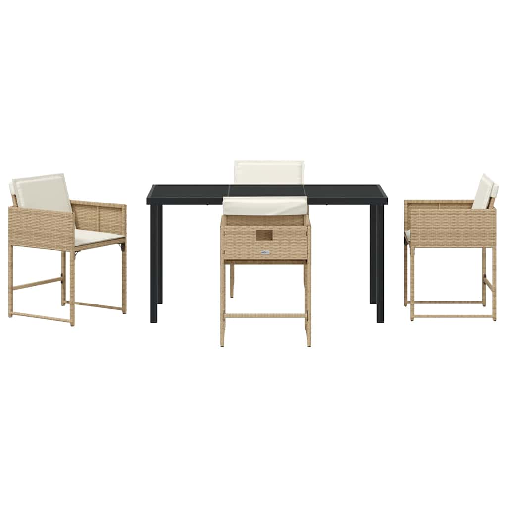 Garden Dining Set 5 pcs Beige Poly Rattan