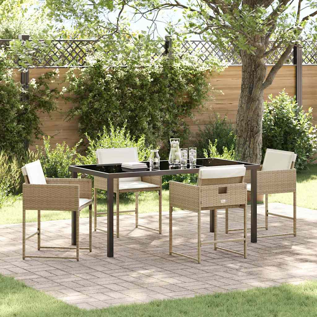 Garden Dining Set 5 pcs Beige Poly Rattan