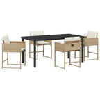 Garden Dining Set 5 pcs Beige Poly Rattan