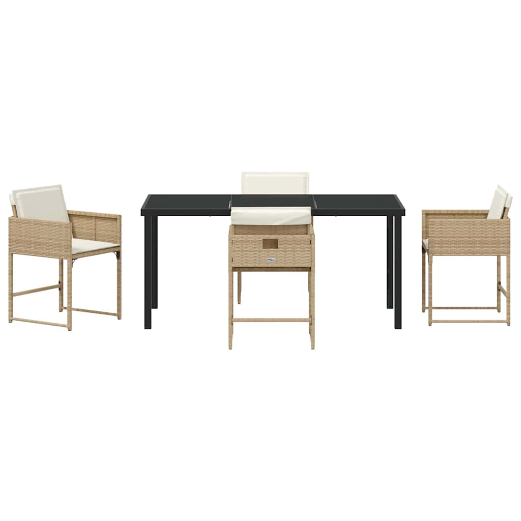 Garden Dining Set 5 pcs Beige Poly Rattan