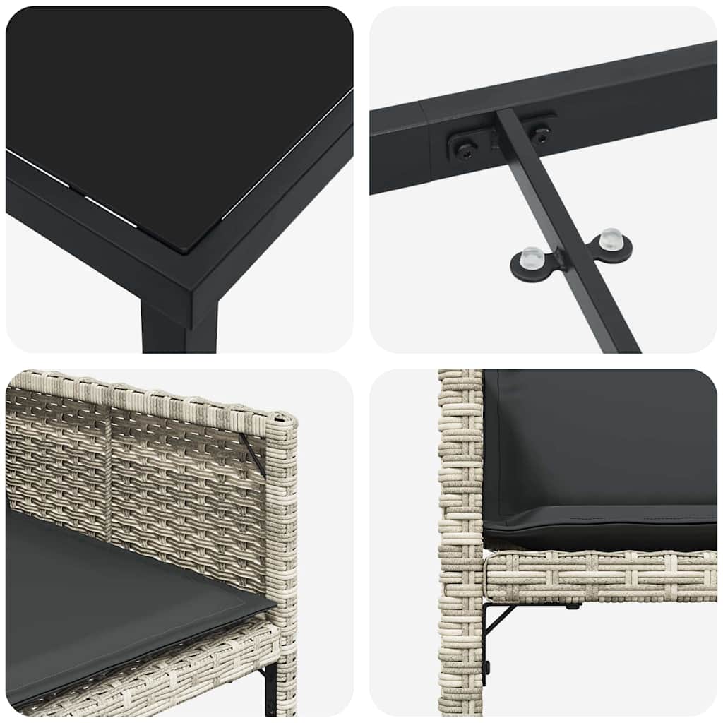 Garden Dining Set 5 pcs Light Grey Poly Rattan