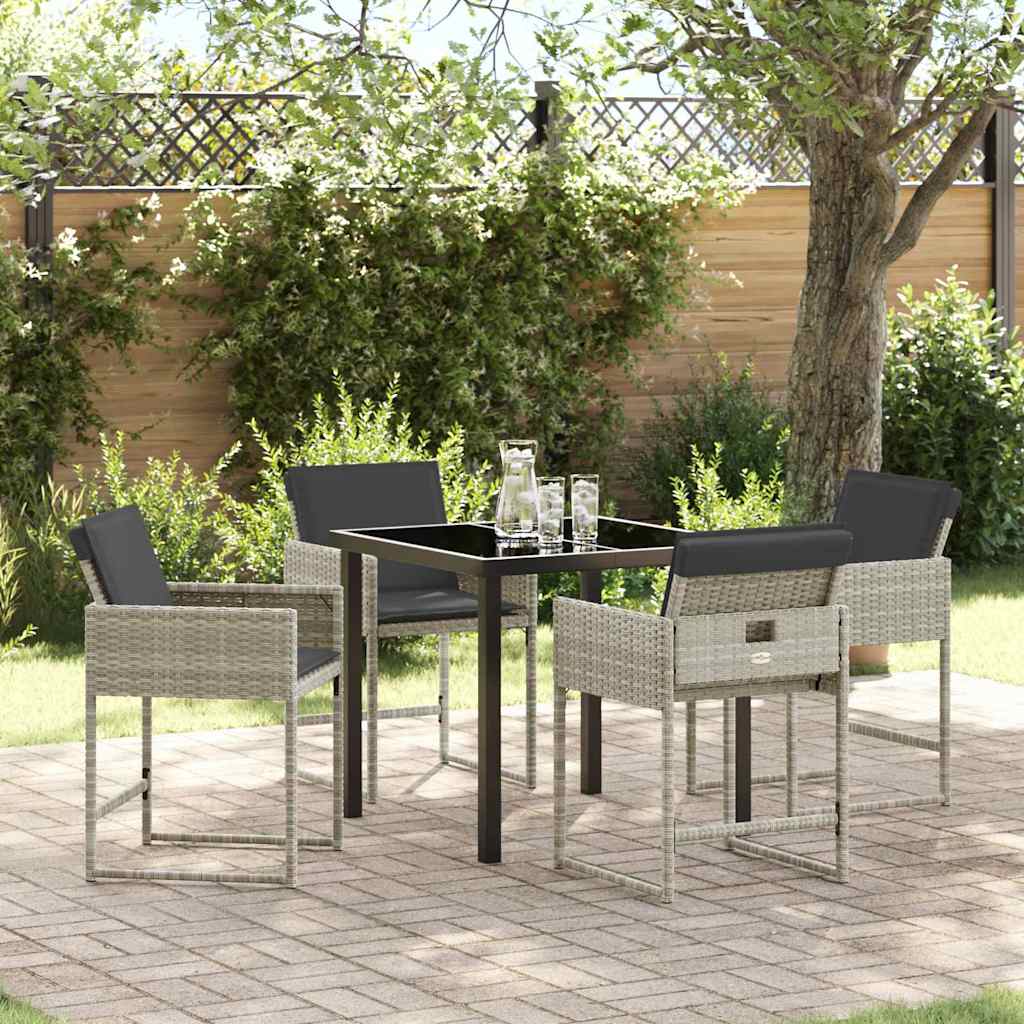 Garden Dining Set 5 pcs Light Grey Poly Rattan
