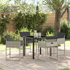 Garden Dining Set 5 pcs Light Grey Poly Rattan