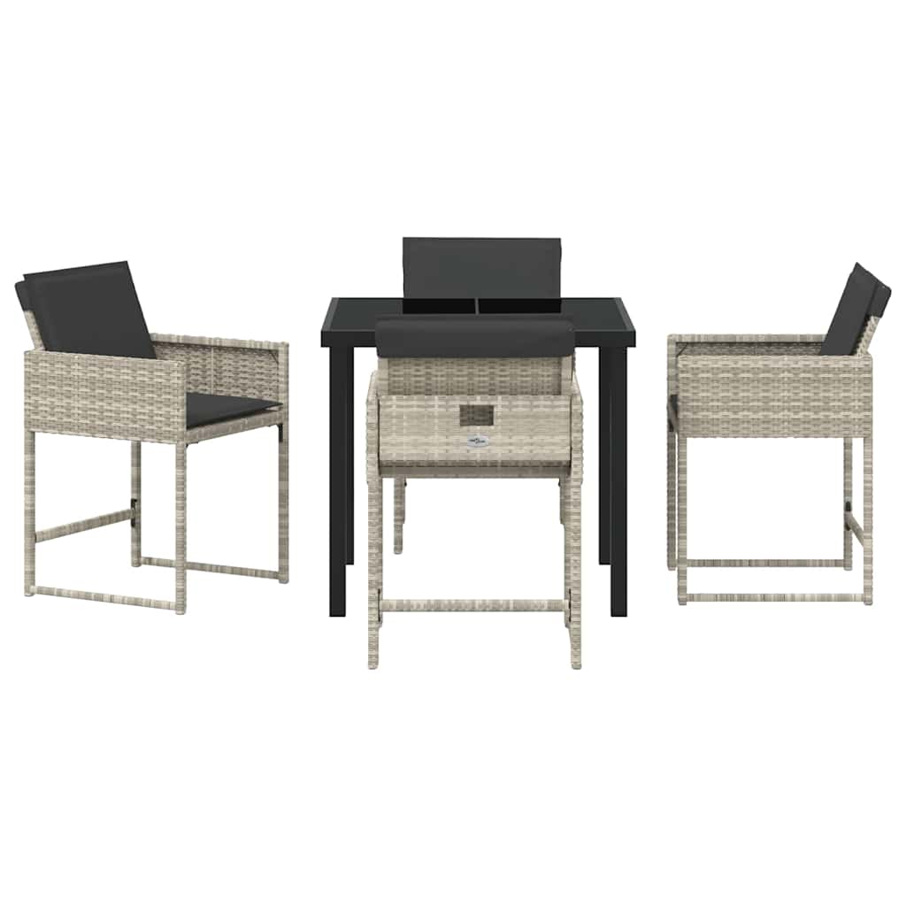 Garden Dining Set 5 pcs Light Grey Poly Rattan